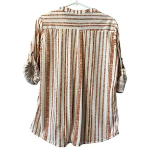 Eden & Olivia Shirt Size Large Striped‎ Tunic Boho Peasant Hippie Preppy thumbnail 2