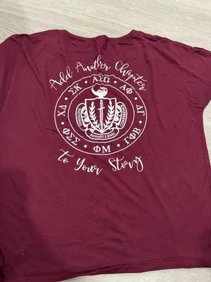Burgundy Gamma Phi Beta v neck t shirt thumbnail 2