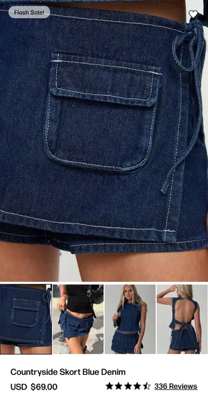 Princess Polly Countryside Skort Denim thumbnail 3