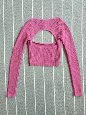 American Eagle NWT Knit Open Back Square Neck Cropped Sweater thumbnail 4