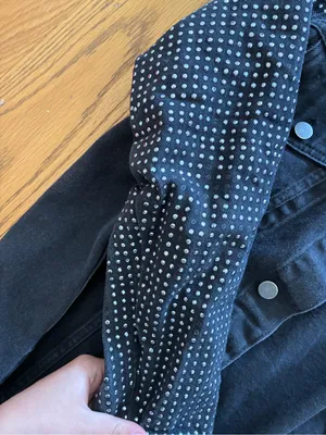 Nasty Gal Studded Sleeve Black Denim Jacket Womens Size 2 thumbnail 3
