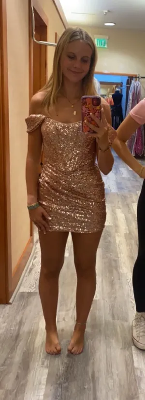 Sherri Hill Gold Hoco Dress thumbnail 1