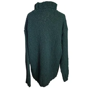 J Crew M L Turtleneck Sweater Chunky Textured Knit Wool Alpaca Heather Rich Pine thumbnail 2