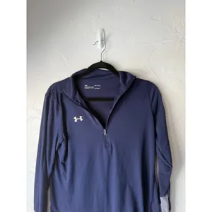 Under Armour HeatGear‎ Navy Blue Athletic Quarter Zip Long Sleeve Shirt Top SM thumbnail 2