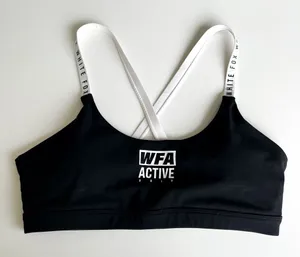 White Fox Boutique Active Sports Bra in Black and White thumbnail 1