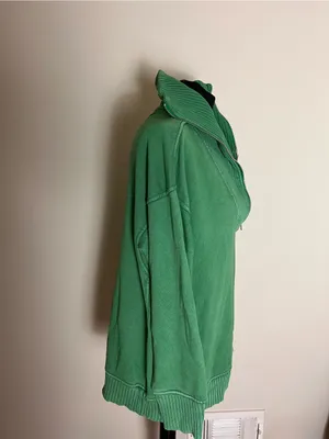 aerie Green Knit Sweater with Ribbed Sweatshirt NWOT thumbnail 3