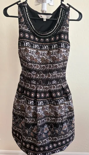 Brown Patterned Dress Size XS thumbnail 1