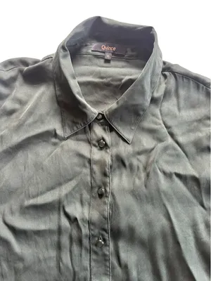 Quince Washable Stretch Silk Puff Sleeve Blouse Forest Green Sz M Contemporary thumbnail 12