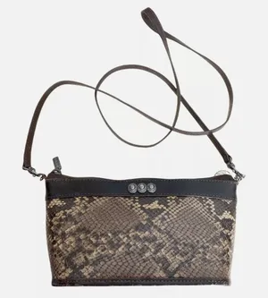 Brighton Crossbody Brown Python Faux Snakeskin Leather Purse‎ bag Small Vintage thumbnail 1