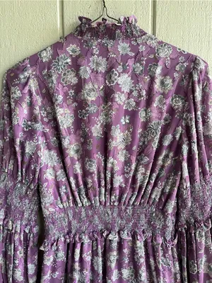 Alexis Lilac Purple Floral Mini Dress Long Sleeves thumbnail 5
