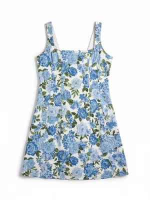 Show Me Your Mumu Mini Dress Womens XL Blue Floral Cottage Smocked thumbnail 2