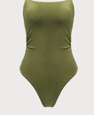 Berlook Green Textured Backless One-Piece Swimsuit 06 thumbnail 4
