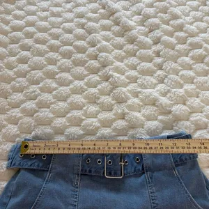Love Tree Y2K Belted Blue Denim Micro Mini Skirt Side Zip Pockets Medium Wash Wo thumbnail 3