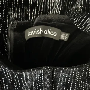 Lavish Alice Altered Crystal Velvet Mini Dress Black Metallic Corset Drape Sz 4 thumbnail 7