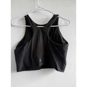 Athleta Conscious Crop Top Black High Neck Racerback Sports Bra Tank 465644 M thumbnail 2