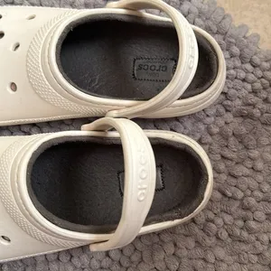 Crocs sandals slip-On Strap Shoe faux Fur Solid white Men's Size 9 thumbnail 5