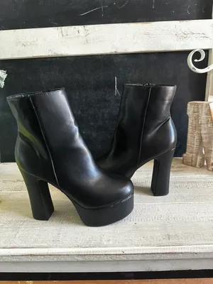 Boutique Black Platform Booties Size 8.5 thumbnail 1