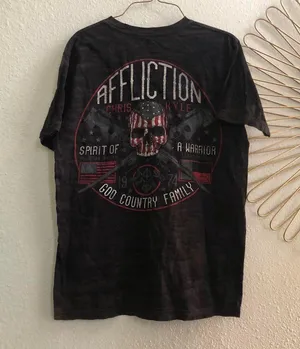 Affliction Chris Kyle God Country Family black red cotton tee tshirt #gothic #grunge #punk Sz M-measurement in pics thumbnail 6
