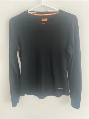 Ororo Merino Wool L/S Crew 200mg Black SMALL thumbnail 1