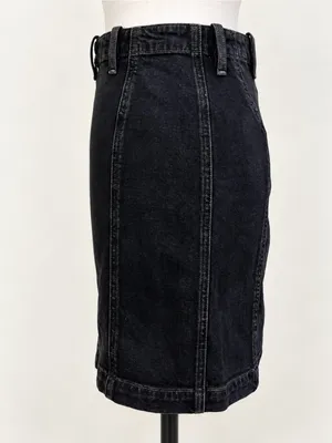 💥 AGOLDE Siouxise Washed Black Denim Mini Skirt Exposed Back Zip Sz 27 💛 thumbnail 5