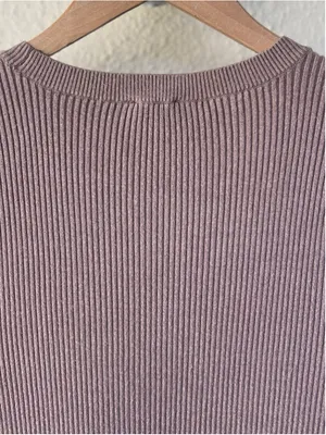 Abercrombie & Fitch Brown Soft Ribbed Knit Long Sleeve Maxi Bodycon Slit Dress thumbnail 5