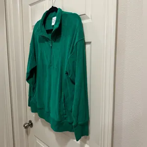 Offline by Aerie quarter zip pullover green terry cloth size medium thumbnail 2