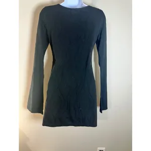 Commense Womens Black Textured Wavy Long Sleeve Bodycon Mini Dress XS thumbnail 4