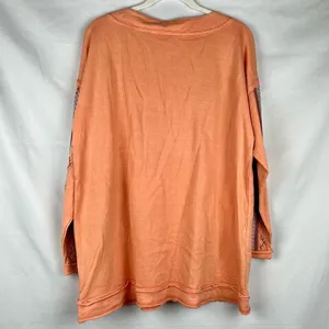 Tru Luxe Jeans Peach Long Sleeve Embroidered Top XL thumbnail 4