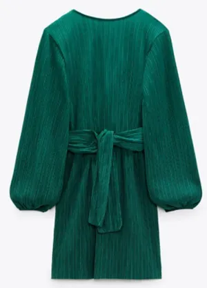 ZARA Green Long Sleeve Dress thumbnail 3