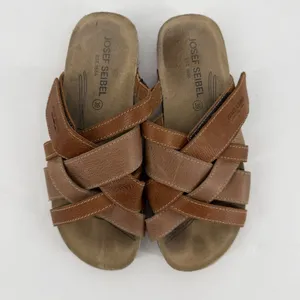 Josef‎ Seibel Leather Comfort Sandals Womens EU 39 US 8 Brown Slip On thumbnail 2