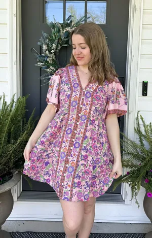 Pink Lily Floral Dress thumbnail 1