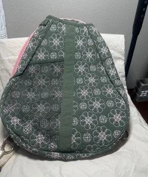 Quilted Olive Green Floral Crossbody Bag with Pink Trim by Oak and Reed. new thumbnail 1