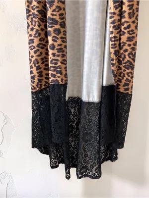 Leopard Print Black Lace Long Duster Kimono Cardigan NWT Boho Goth thumbnail 4