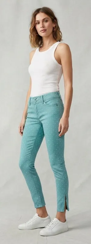 Lilly‎ Pulitzer Skinny Pants Womens 2 Blue Worth Skinny Mini Zip Polka Dot Ankle thumbnail 1