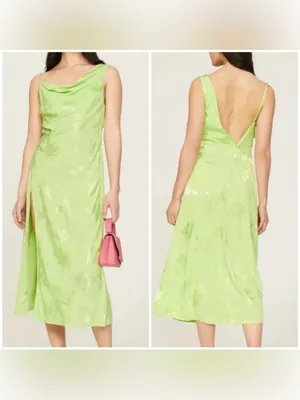 NWT For Love & Lemons Ilana jacquard Midi Dress in Green size M thumbnail 3