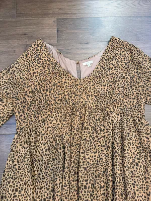 Kori America Leopard Print Chiffon Dress Size XL - C20-023 thumbnail 3