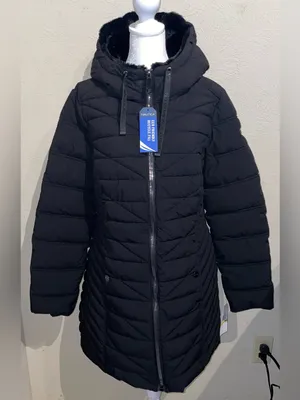 Nautica NWT Women Size M Black Hooded Puffer Jacket Coat Water Resistant Stretch thumbnail 3