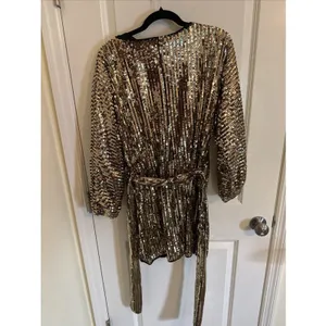 Celebrity Fashion Sequin Dress By Hera Collection Sz S Gold Holiday Party NWT thumbnail 5