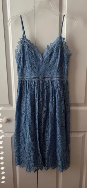 Altar'd State Blue Lace Spaghetti Strap Midi Dress Women's Size Medium Cottage thumbnail 1