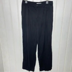 Loft Womens Black Lyocell Pleated Wide Leg Trousers Pants Sz 8 542 thumbnail 5