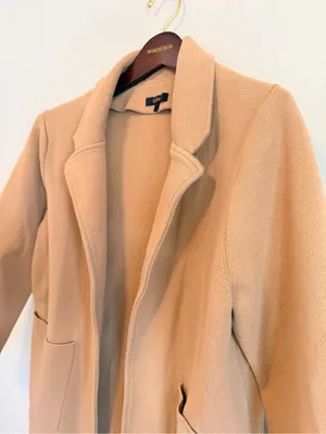 Quince Organic Cotton Blazer Open Front, Pockets , tan, neutral minimalist sz L thumbnail 11