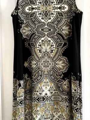 Tiana B Dress Women 8 Black Paisley Sleeveless Shift Cocktail Wedding Guest thumbnail 2