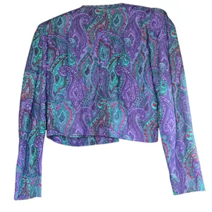 Vintage Jessica Howard Paisley Cropped Jacket Boho Y2K 90s Small‎ Petite ~Flaw thumbnail 4