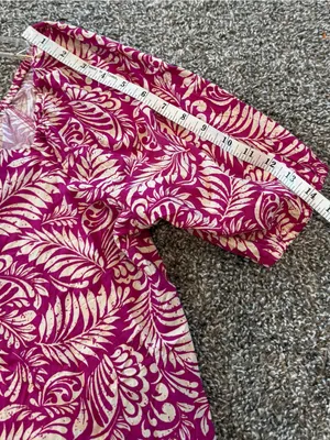 Loft Petites Pink Botanical Print Square Neck Puff Sleeve Blouse MP NWT thumbnail 4