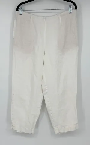 J. Jill Love Linen Pants Womens Small White 100% Linen‎ Crop Relaxed Pockets thumbnail 1