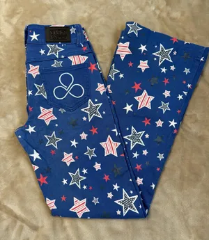 Ranch Dress’n Fallin Taylor Blue Star-Print Jeans Size 28 thumbnail 1