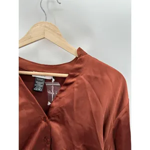Lush‎ Women Rust Orange Satin Crop Top Ruched Mini Skirt Set Size S LS30842-FCI thumbnail 5