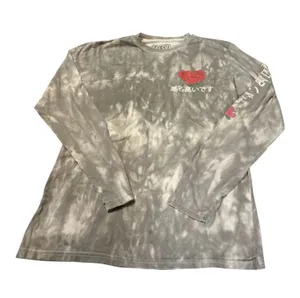Fresh Laundry Mens Medium Long Sleeve T-Shirt Grey Tie Dye Skeleton Rose Graph NJ thumbnail 1