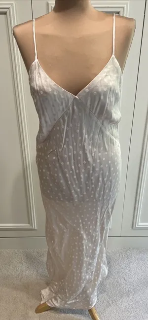 Lovestitch Cream Polka Dot Slip Dress Size Medium‎ Babydoll Coquette Cottagecore thumbnail 1