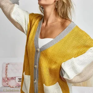 BiBi Color Block Sweater Cardigan with Button‎ Closure Size XL thumbnail 2